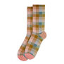 Pink and gold check socks